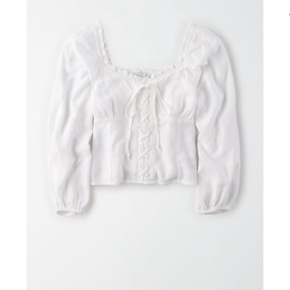 Corset Long Sleeve Tie Blouse